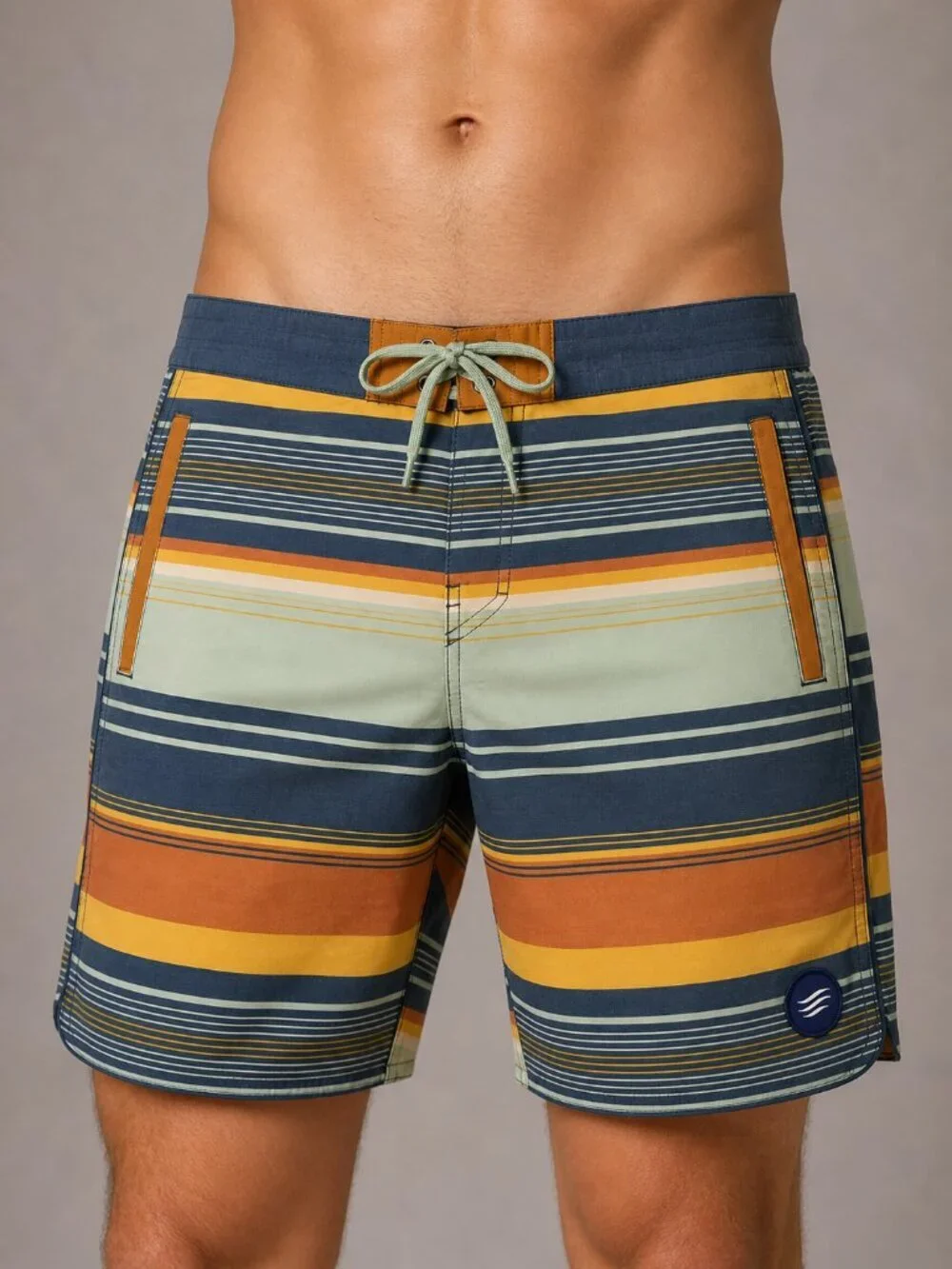 Impact Collection Board Shorts Striped Swim Trunks 34 Blue